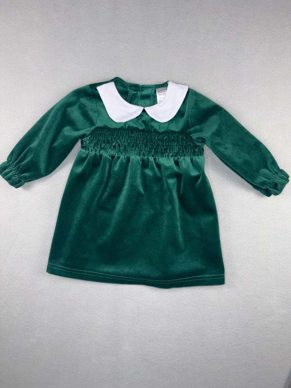 Badgley Mischka Velvet Dress Size 9-12M Green Peter Pan Collar